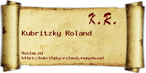 Kubritzky Roland névjegykártya